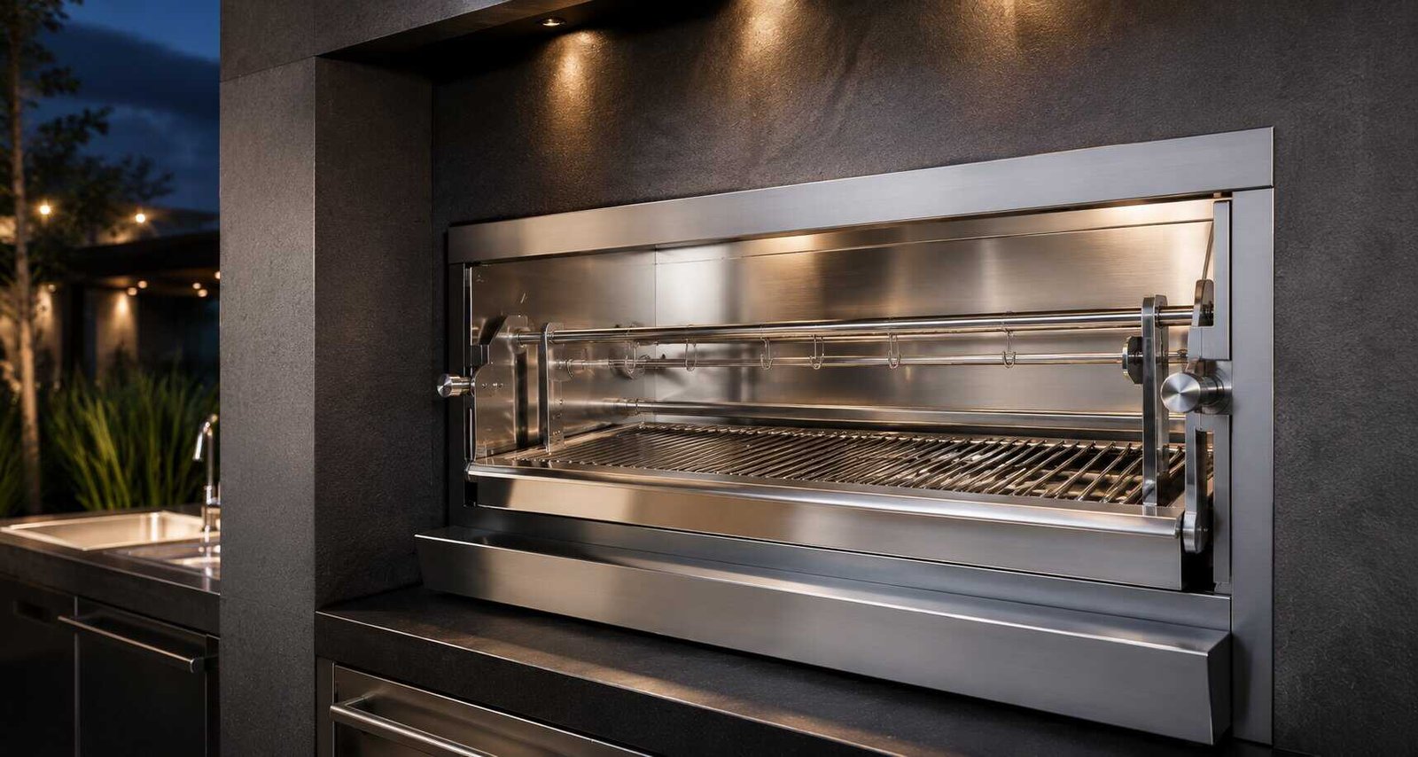 Asador para empotrar en acero inoxidable