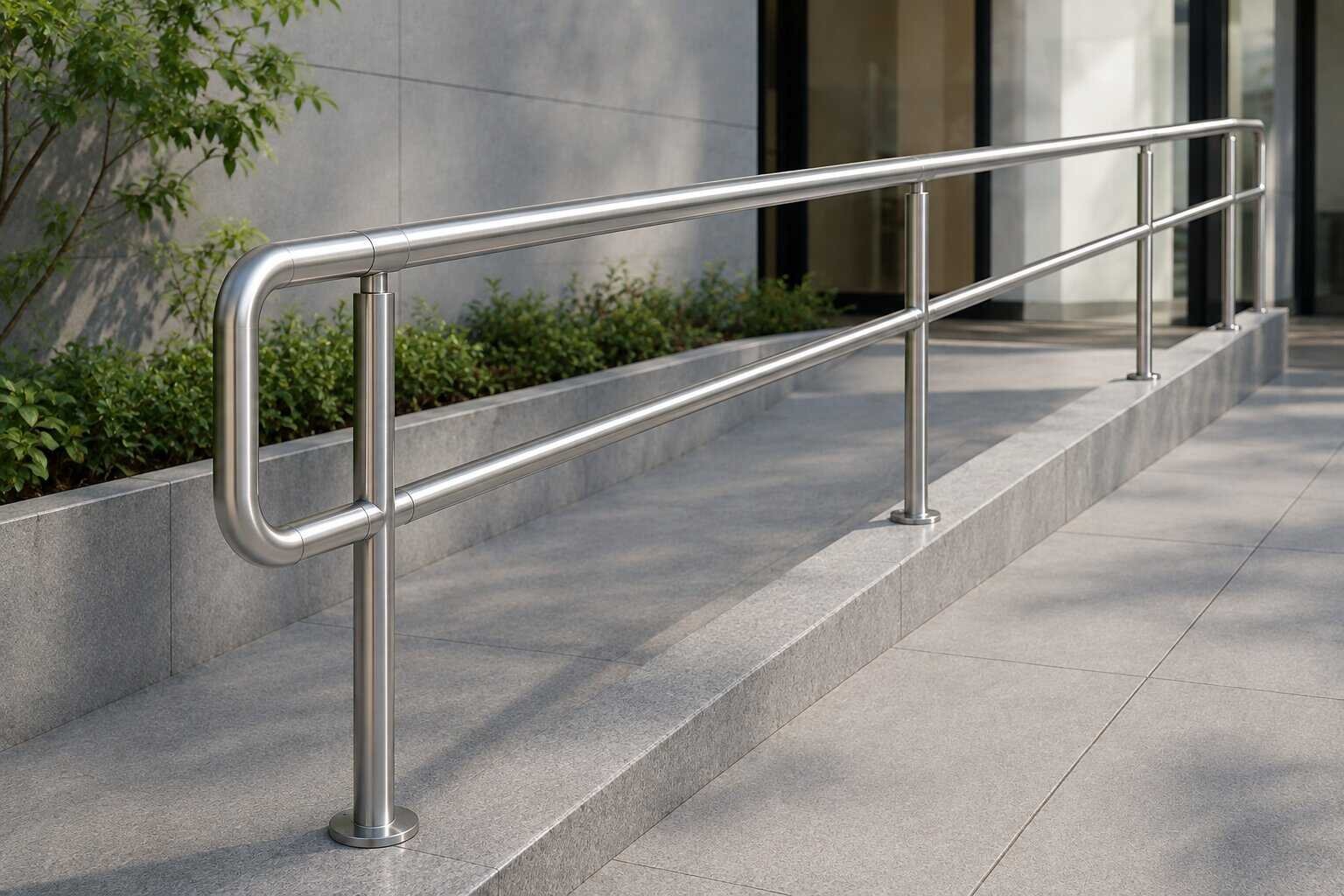 Baranda para rampa en acero inoxidable