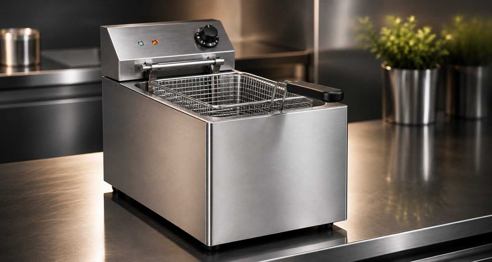 Freidora eléctrica compacta en acero inoxidable
